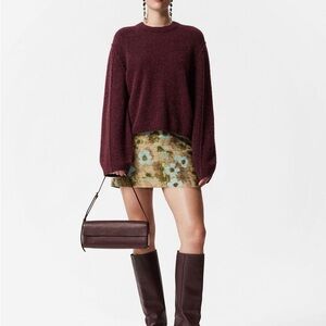 NWT Floral Jacquard Mini Skirt in Green and Blue